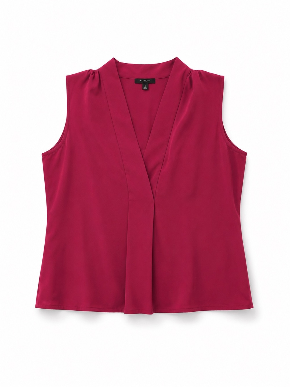 Talbots Petite Medium Sleeveless V-Neck Red Blouse Top